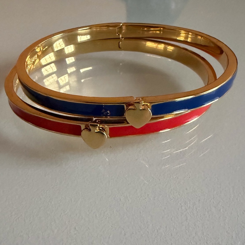 Gold and Blue/Red Kate Spade Enamel Bracelet Set